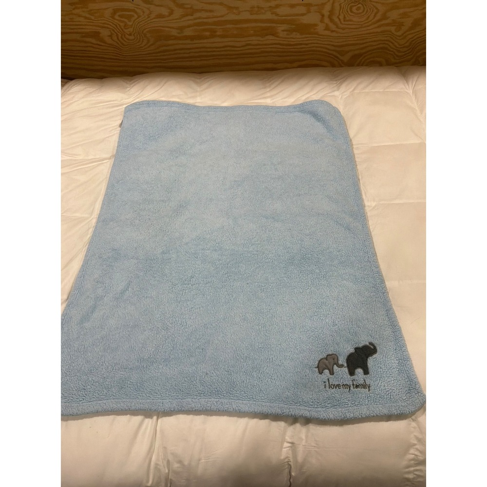 Unbranded Baby Blanket Infant One Size Light Blue Elephant‎ I Love My Family